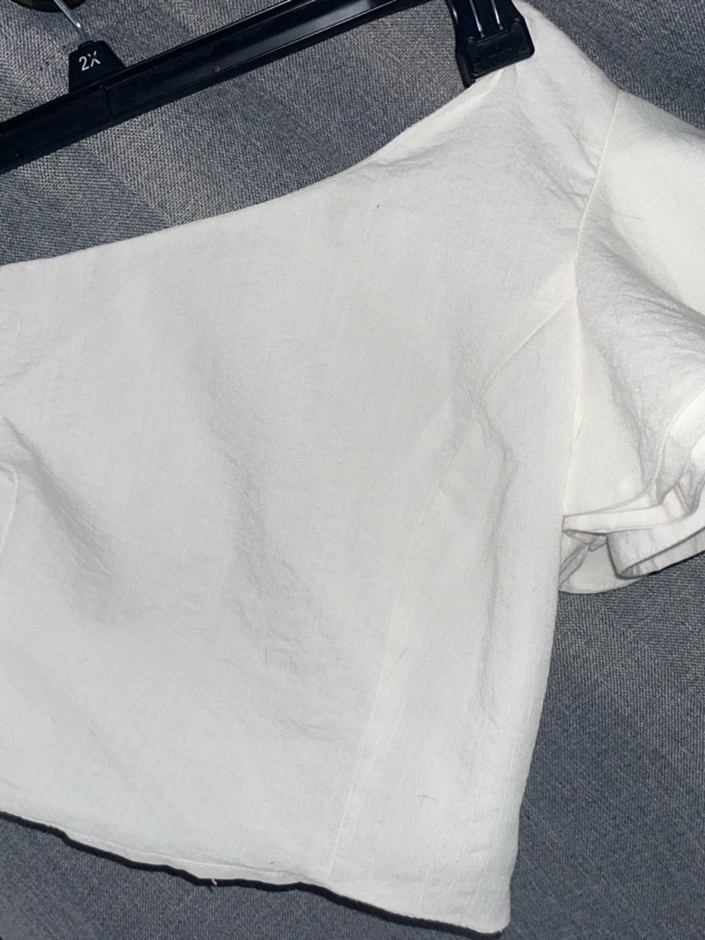 Cropped White Linen-Look Top